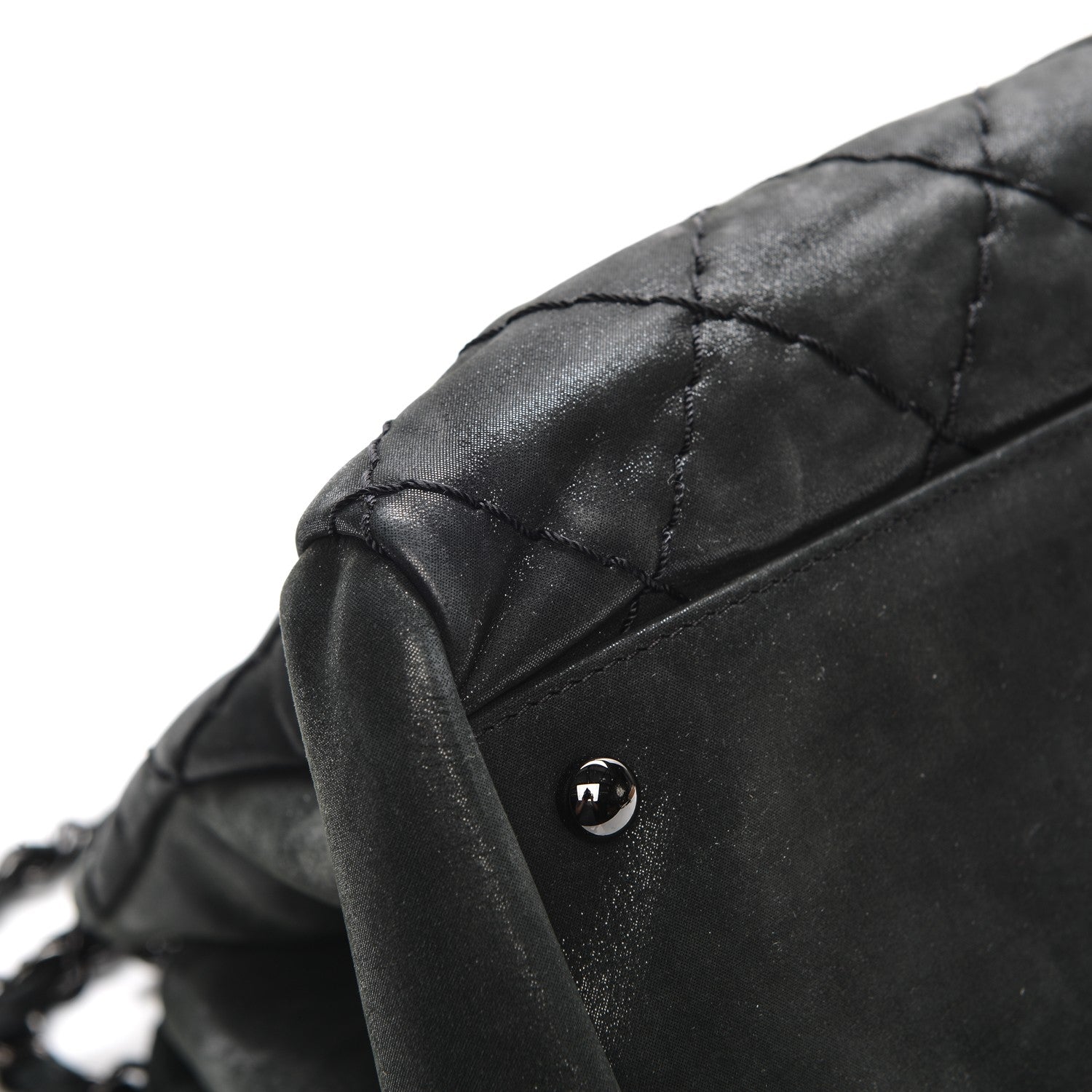 Chanel Iridescent Calfskin Quilted Large Just Mademoiselle Dark Grey 8 of 8
