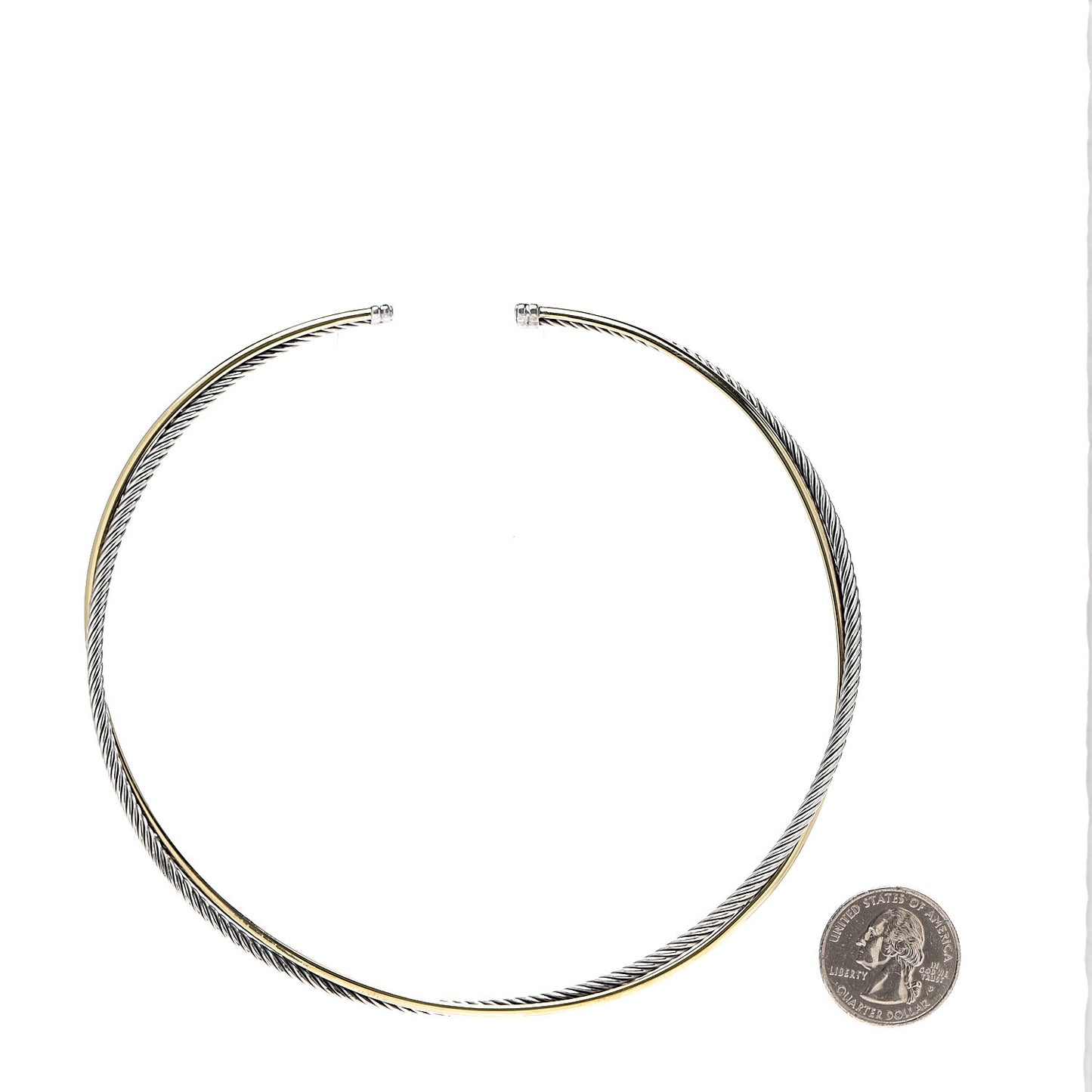 Sterling Silver 18K Yellow Gold 4mm Crossover Cable Choker Necklace