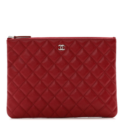 Chanel Caviar Quilted Medium Cosmetic Case Dark Red 1 of 8