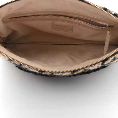 Chanel Tweed Shearling Quilted Chanel Cosmetic Pouch Beige Black 5 of 10