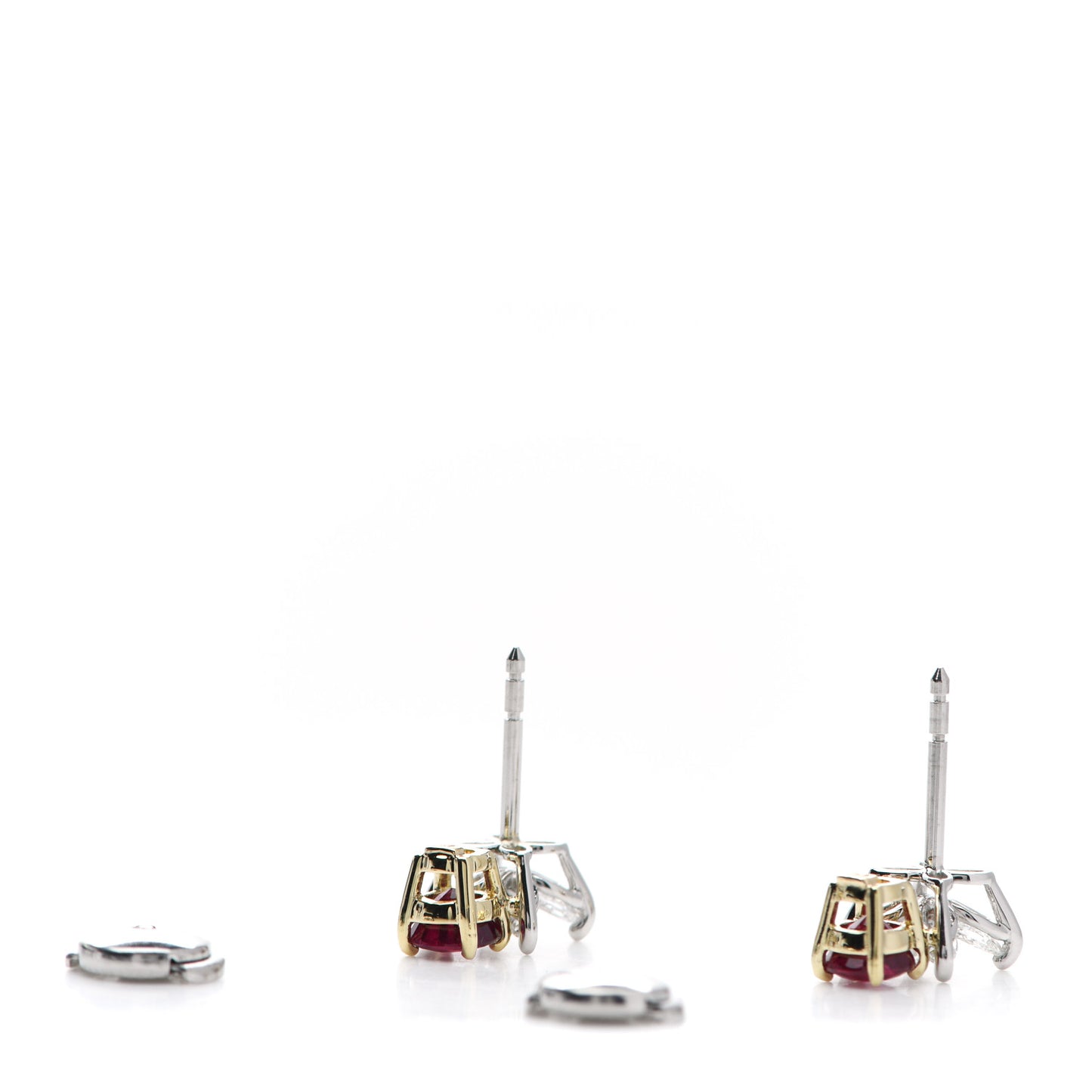 Platinum 18K Yellow Gold Diamond Ruby Victoria Earrings