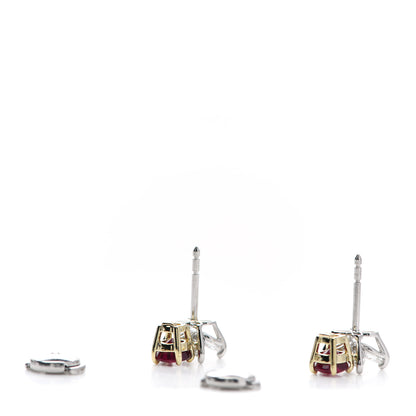 Tiffany Platinum 18K Yellow Gold Diamond Ruby Victoria Earrings 3 of 5