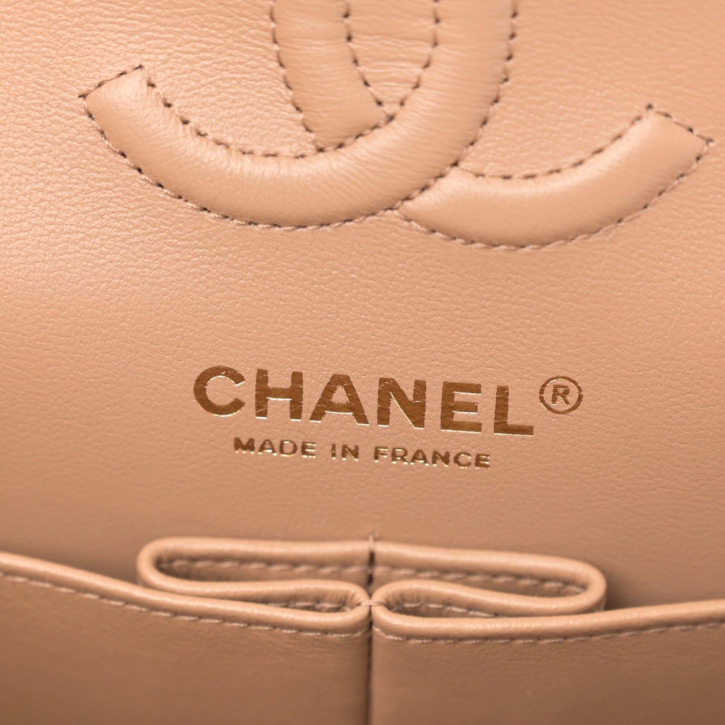 Lambskin Quilted Small Double Flap Beige