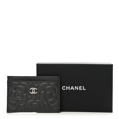 Chanel Goatskin Camellia Embossed Card Holder Black 10 of 10