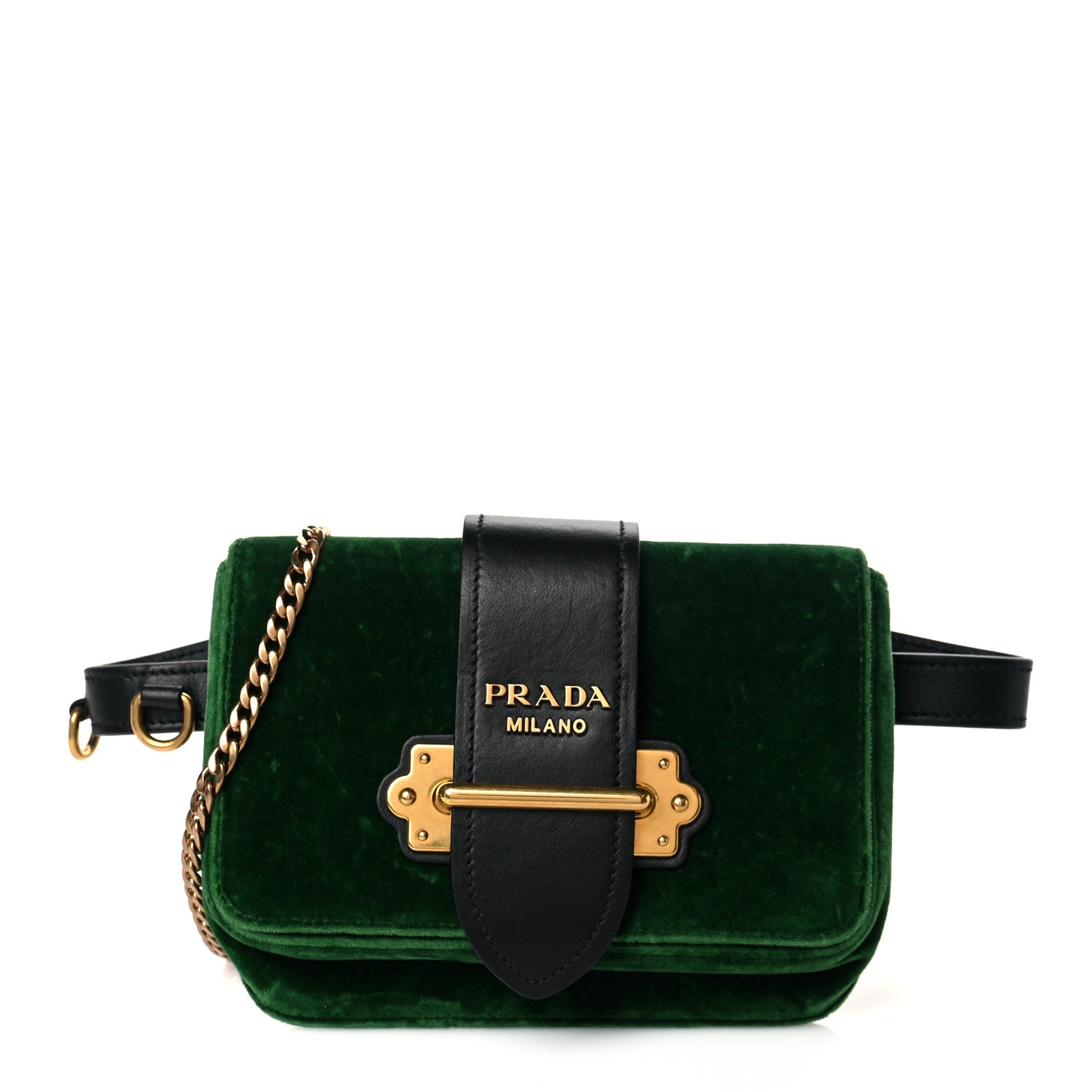 Velvet City Calfskin Cahier Belt Bag Alloro Black