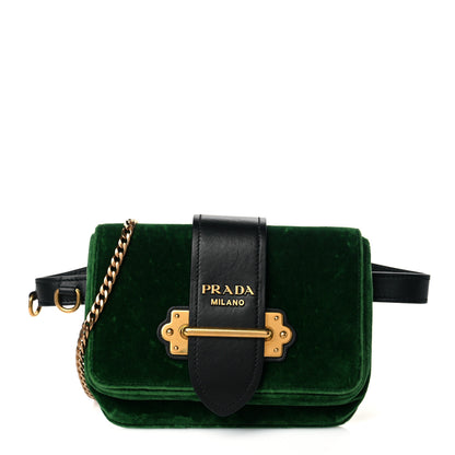 Prada Velvet City Calfskin Cahier Belt Bag Alloro Black 1 of 9
