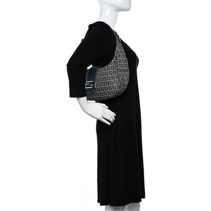 Fendi Zucchino Half Moon Baguette Navy Blue 2 of 11