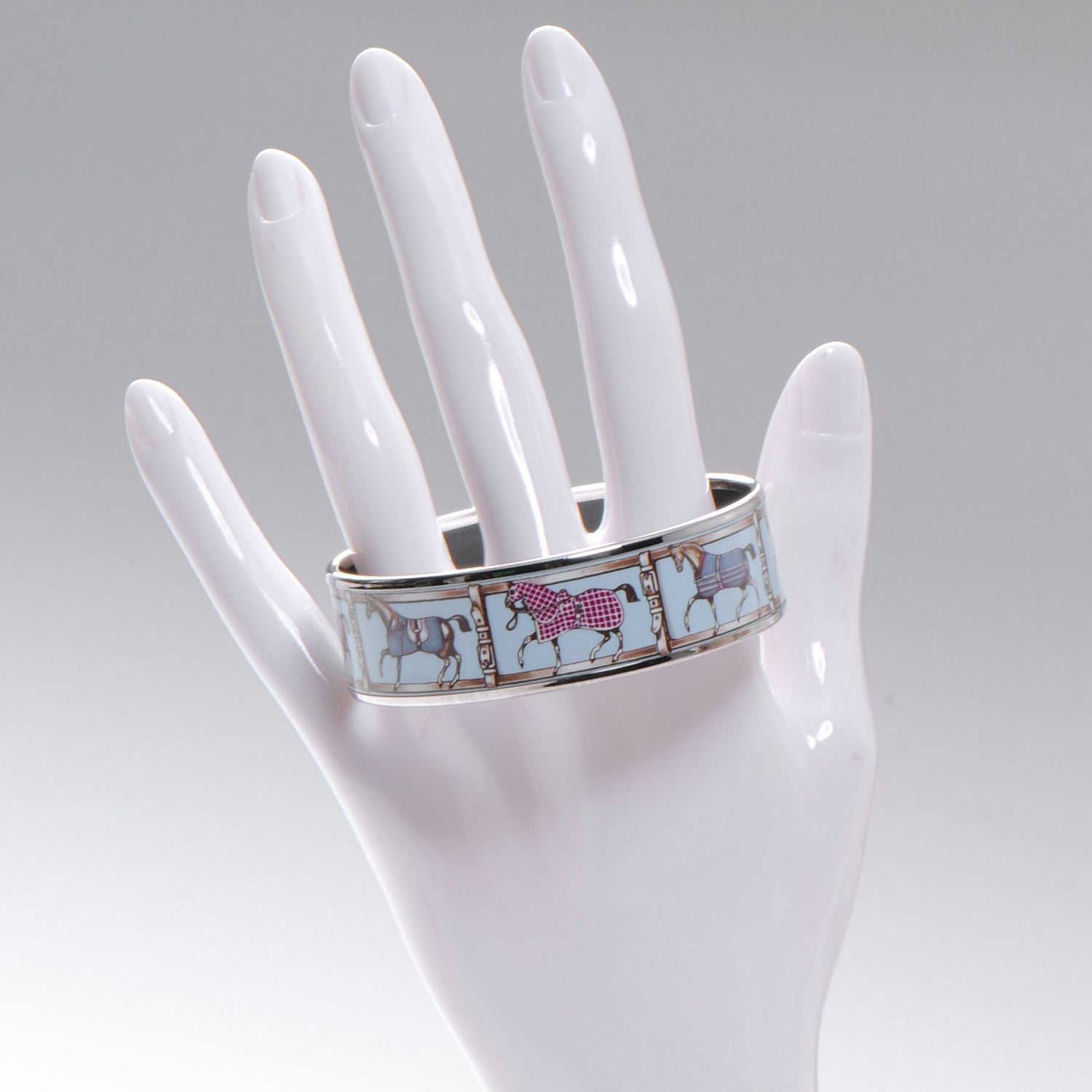 Hermes Enamel Printed Tenues Et Couvertures Wide Bracelet 65 2 of 4