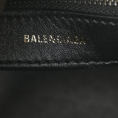 Balenciaga Shiny Calfskin Logo Crocodile Embossed S Ville Top Handle Bag Black White 7 of 7