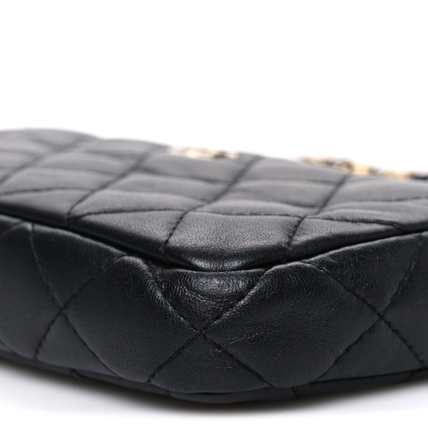 Lambskin Quilted Small Clutch With Chain  Black