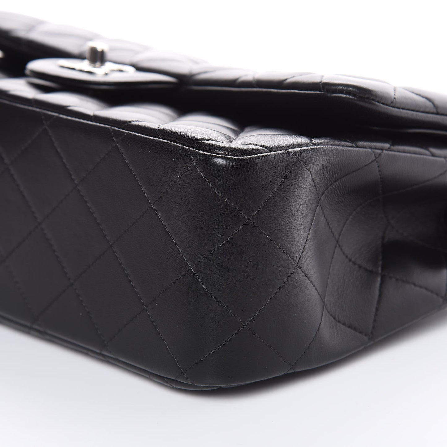 Lambskin Quilted Jumbo Double Flap Black