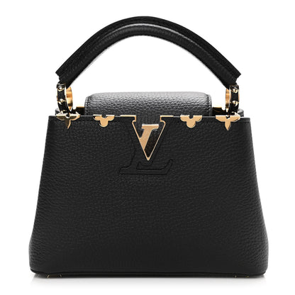 Louis Vuitton Taurillon Embellished Flower Crown Capucines Mini Black 1 of 9