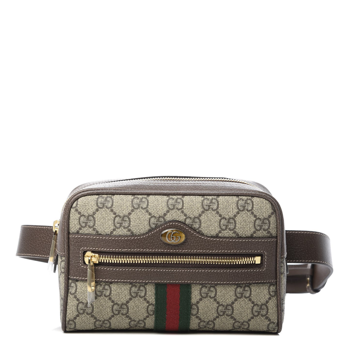 GG Supreme Monogram Web Small Ophidia Belt Bag 75 30 Dark Brown
