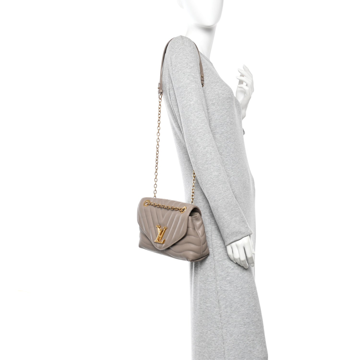 Louis Vuitton Calfskin LV New Wave Chain Bag Taupe 2 of 10
