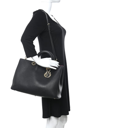 Christian Dior Bullcalf Large Diorissimo Tote Black Rose Indien 2 of 13