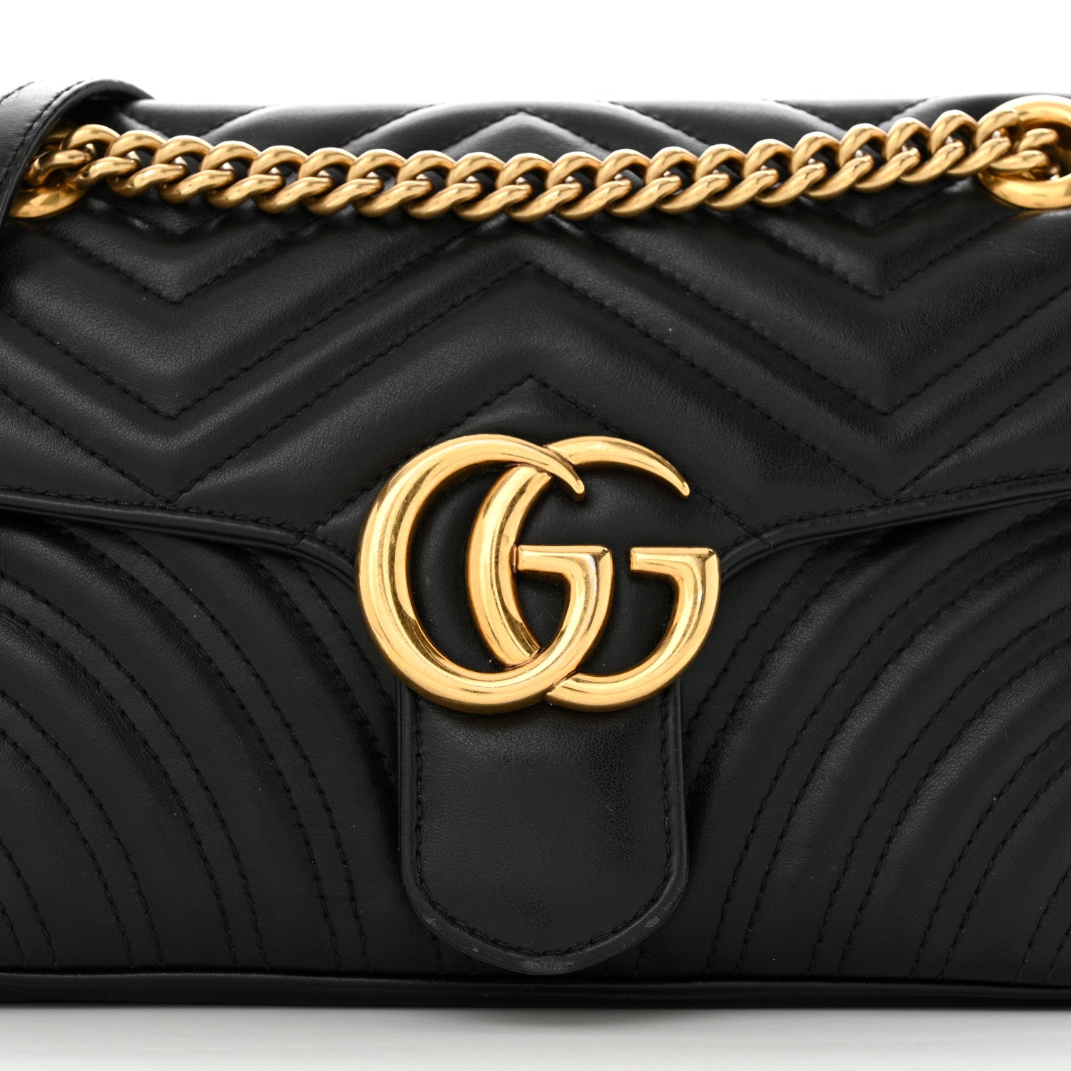Gucci Calfskin Matelasse Small GG Marmont Shoulder Bag Black 8 of 17