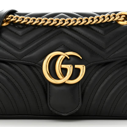 Gucci Calfskin Matelasse Small GG Marmont Shoulder Bag Black 8 of 17