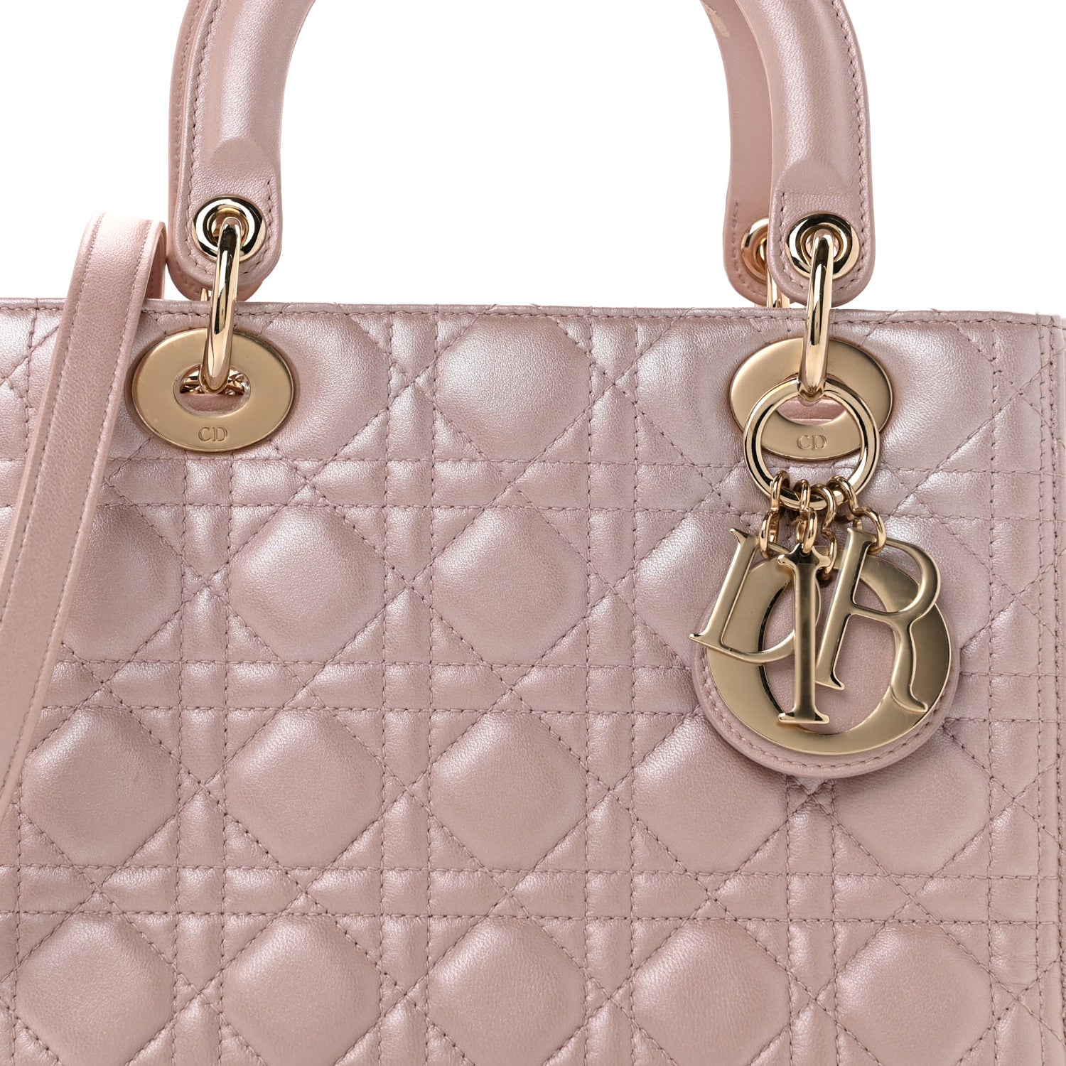 Christian Dior Pearly Lambskin Cannage Medium Lady Dior Lotus 8 of 13