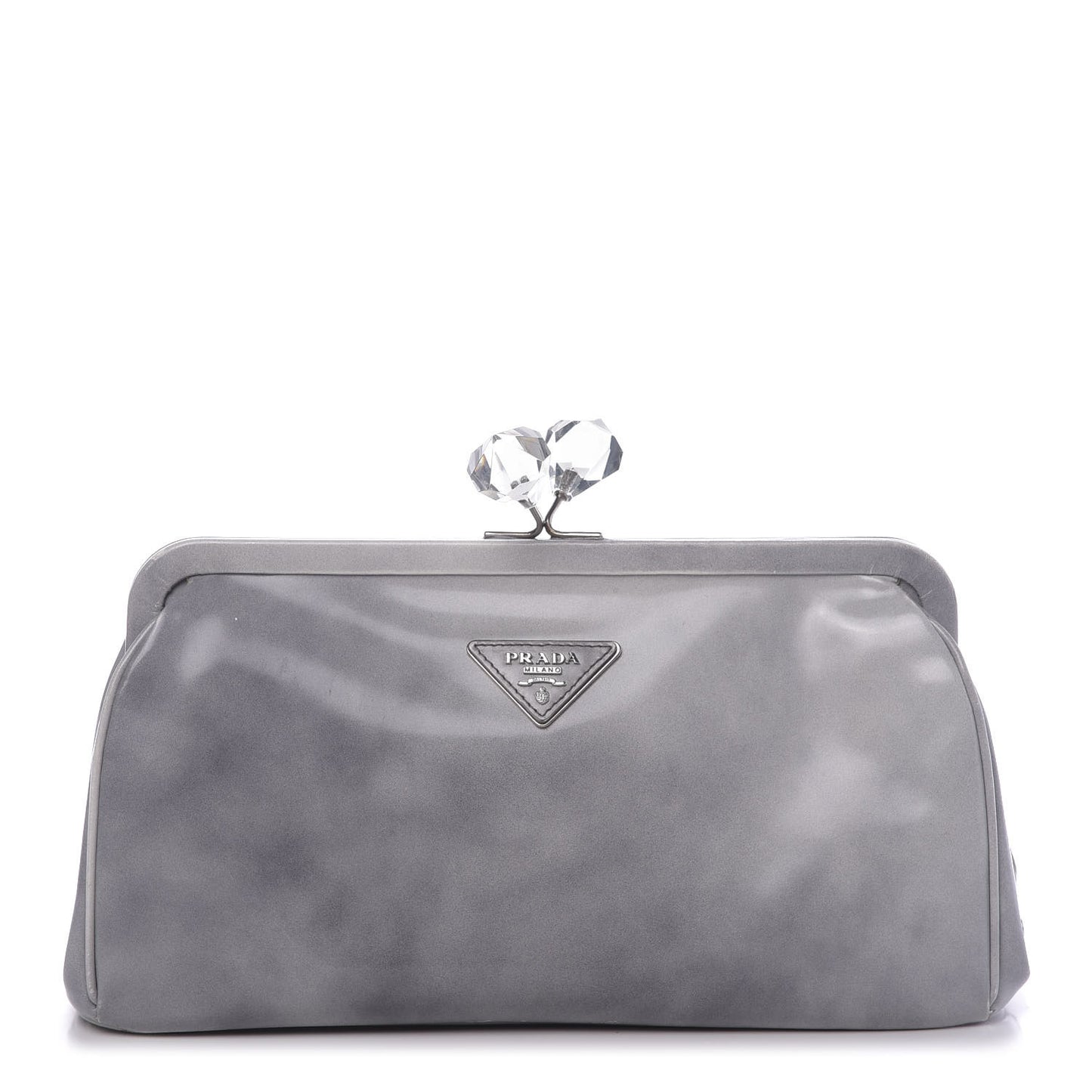 Spazzolato Kisslock Clutch Grigio