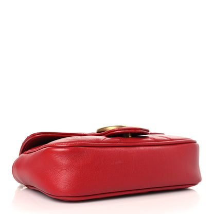 Gucci Calfskin Matelasse Super Mini GG Marmont Shoulder Bag Hibiscus Red 4 of 9