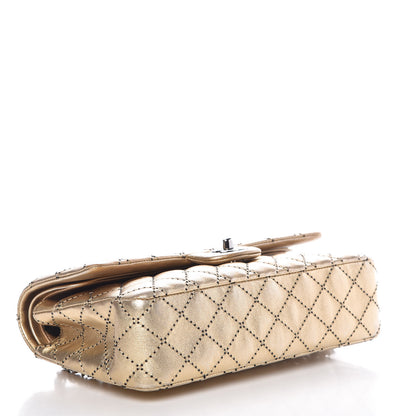 Chanel Metallic Washed Lambskin Quilted Medium Double Flap Dark Gold Black 4 of 18