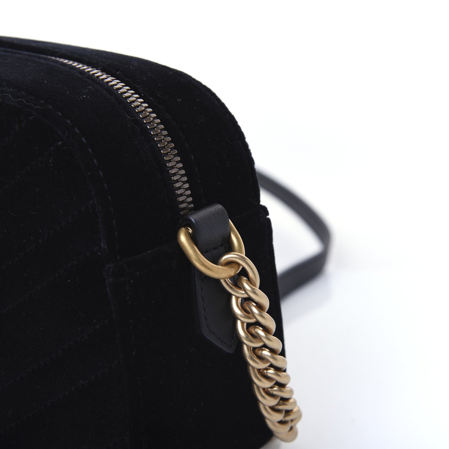 Velvet Matelasse Small GG Marmont Chain Shoulder Bag Black