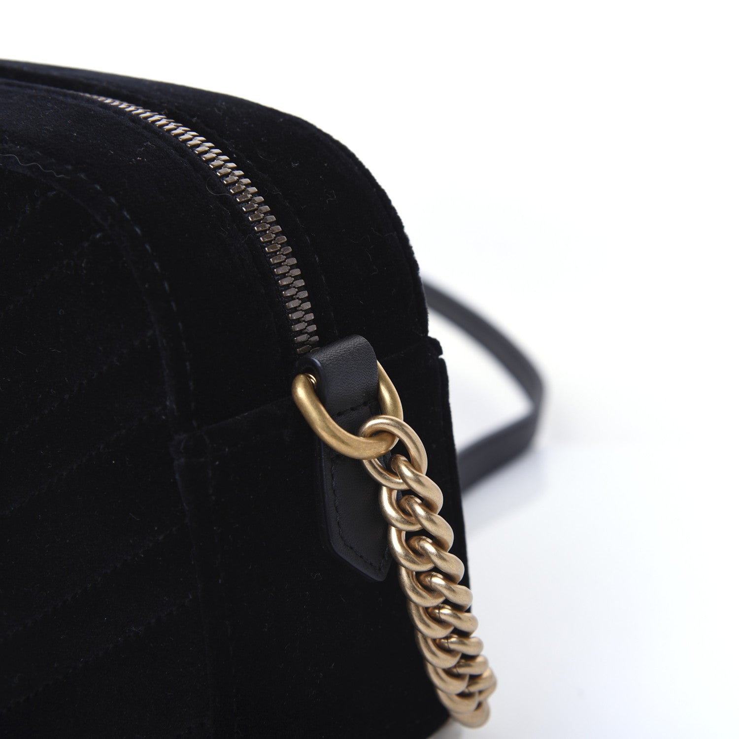 Gucci Velvet Matelasse Small GG Marmont Chain Shoulder Bag Black 12 of 15