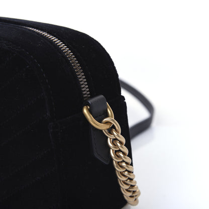 Gucci Velvet Matelasse Small GG Marmont Chain Shoulder Bag Black 12 of 15