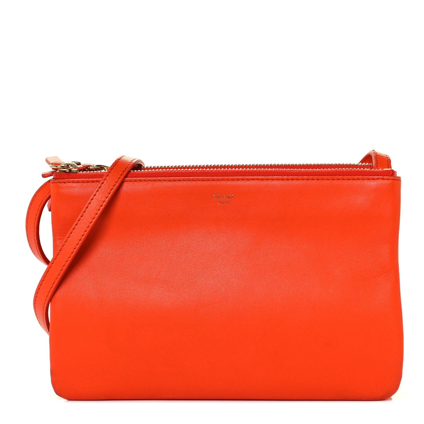 Lambskin Small Trio Crossbody Bag Bright Orange