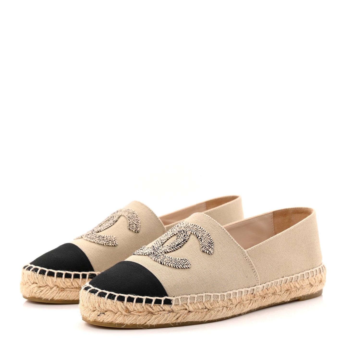 Canvas Grosgrain CC Espadrilles 37 Light Green Black