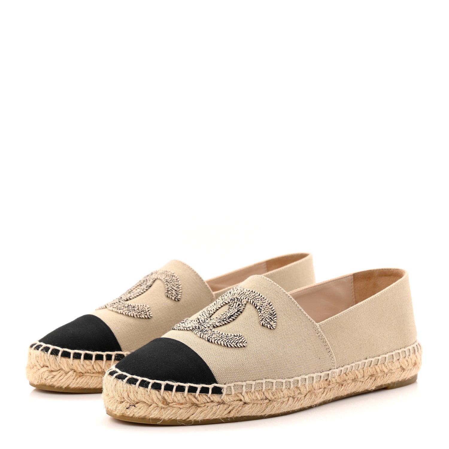 Chanel Canvas Grosgrain CC Espadrilles 37 Light Green Black 3 of 11