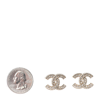 Chanel Crystal Timeless CC Earrings Light Gold 2 of 4