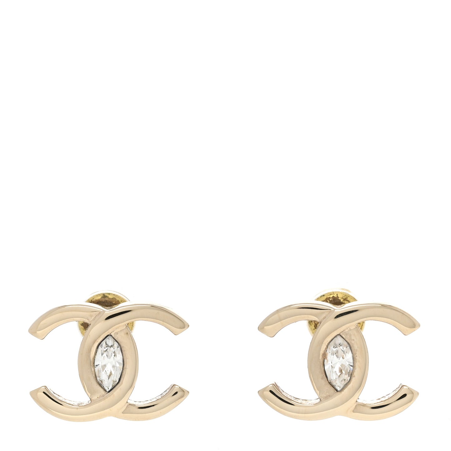 Crystal CC Large Stud Earrings Gold