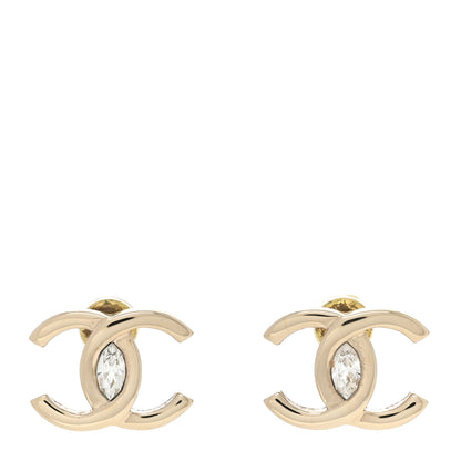 Chanel Crystal CC Large Stud Earrings Gold 1 of 5