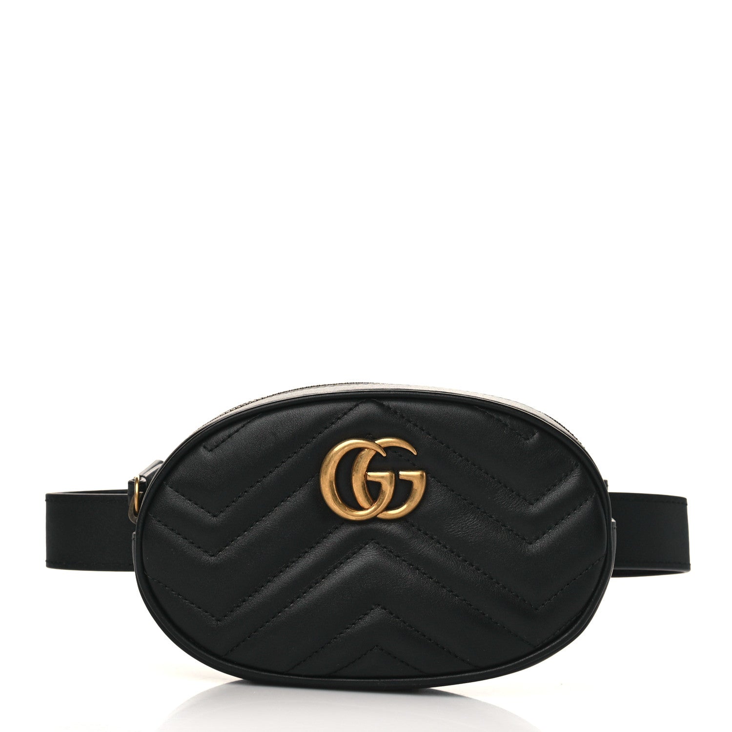 Gucci Calfskin Matelasse GG Marmont Belt Bag 75 30 Black 1 of 9