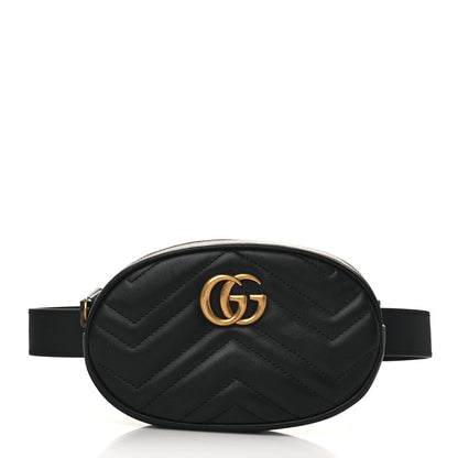 Gucci Calfskin Matelasse GG Marmont Belt Bag 75 30 Black 1 of 9
