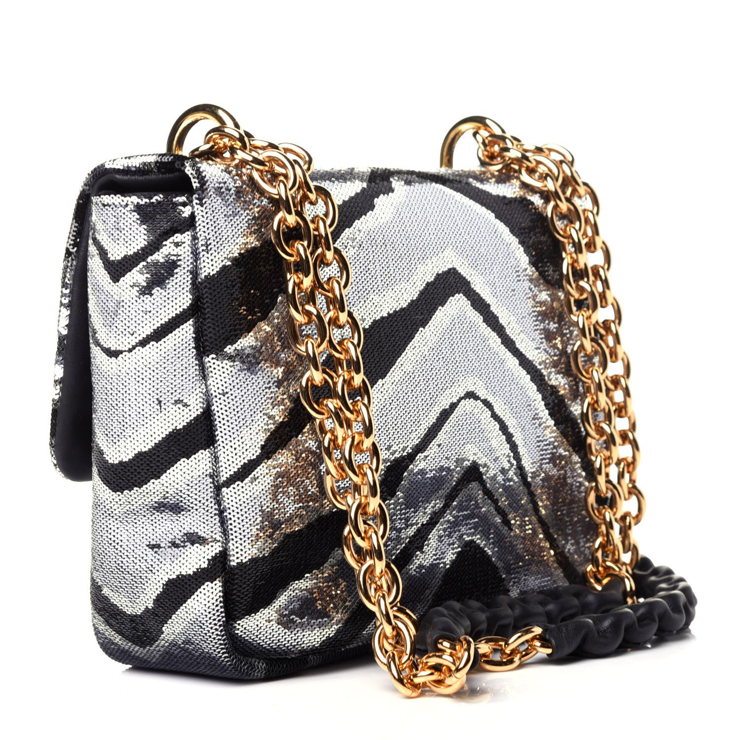 Tom Ford Sequin Zebra Print Natalia Large Bag Black Silver 4 of 12