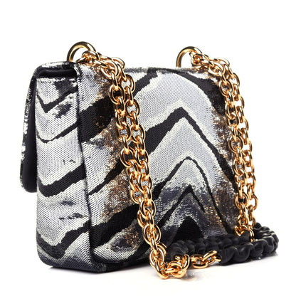 Tom Ford Sequin Zebra Print Natalia Large Bag Black Silver 4 of 12