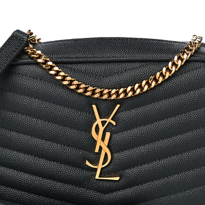 Saint Laurent Grain De Poudre Matelasse Monogram Mini Lou Camera Bag Dark Smog 7 of 9