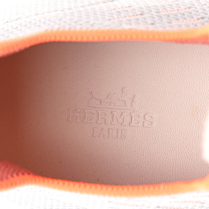 Hermes Technical Canvas Goatskin Womens Eclair Sneakers 39 Gris Clair 7 of 9
