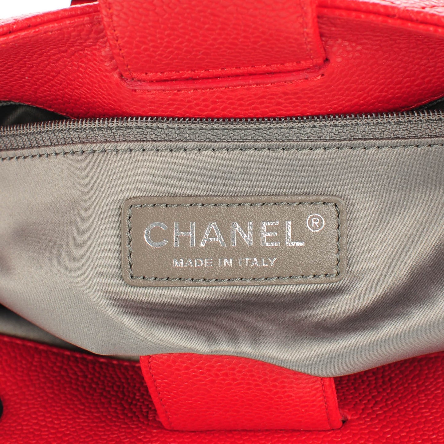 Caviar Quilted Petit Shopping Tote PST Red