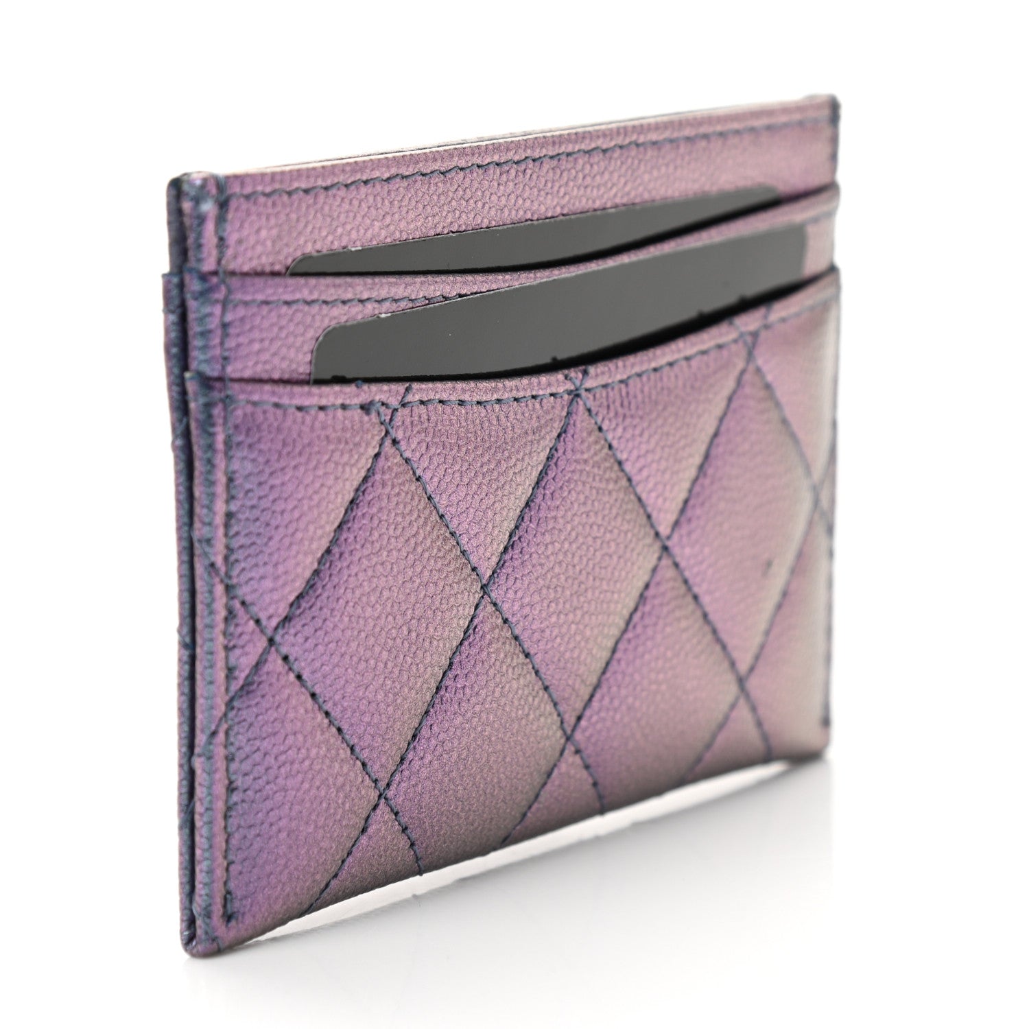 Chanel Iridescent Caviar Quilted Card Holder Dark Blue 3 of 8