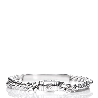 David Yurman Sterling Silver Pave Diamond 6mm Petite ID Bracelet 3 of 4