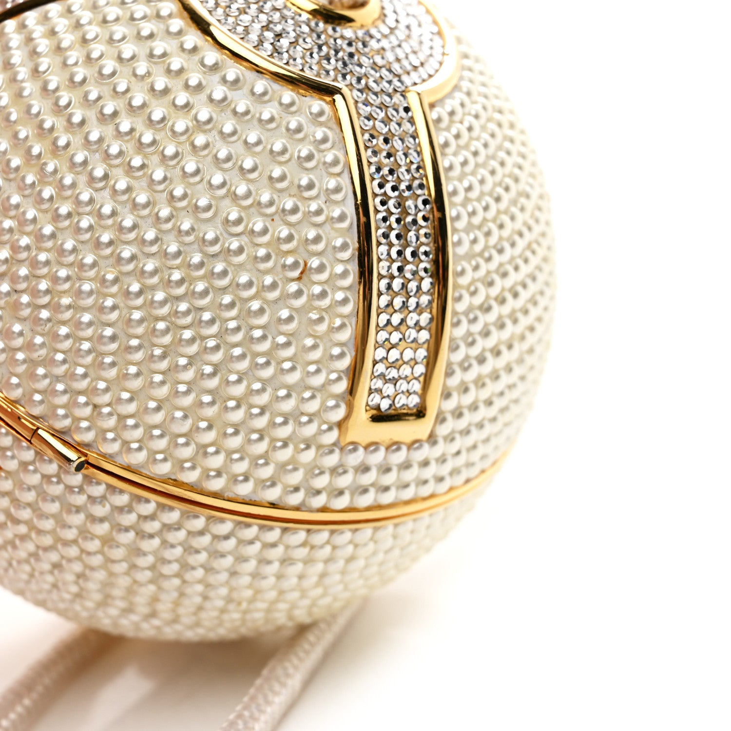 Judith Leiber Swarovski Crystal Disco Ball Minaudiere Clutch White Gold 13 of 14