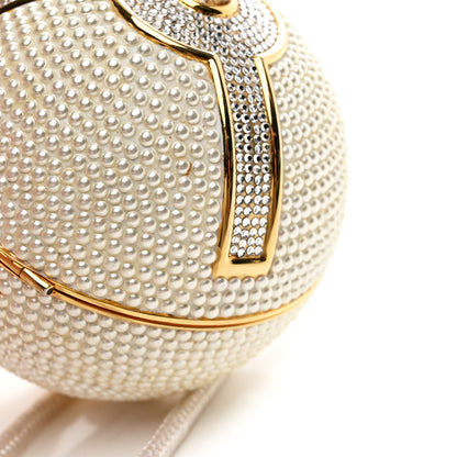 Judith Leiber Swarovski Crystal Disco Ball Minaudiere Clutch White Gold 13 of 14