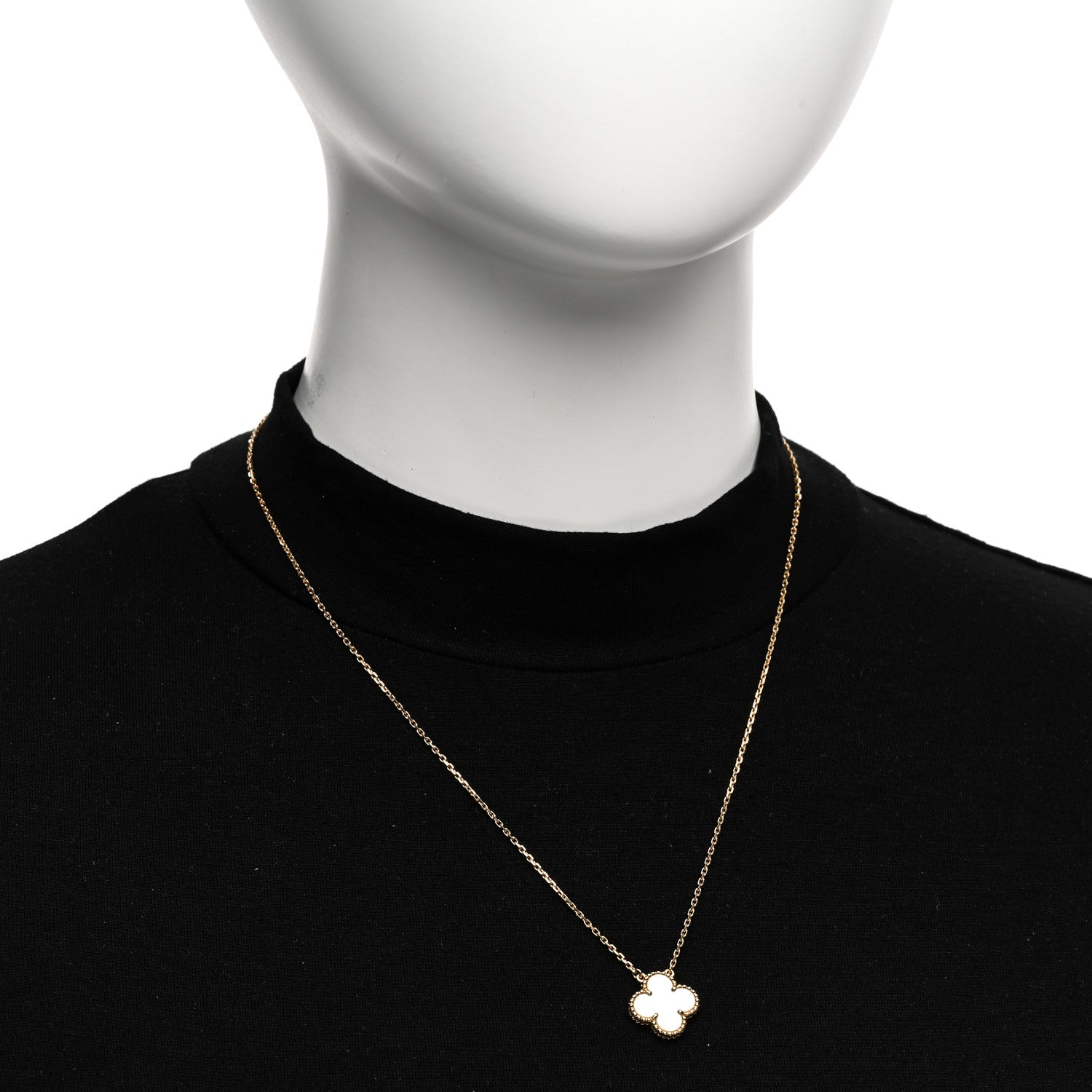 Van Cleef & Arpels 18K Yellow Gold Mother of Pearl Vintage Alhambra Pendant Necklace 2 of 6