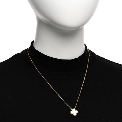 Van Cleef & Arpels 18K Yellow Gold Mother of Pearl Vintage Alhambra Pendant Necklace 2 of 6
