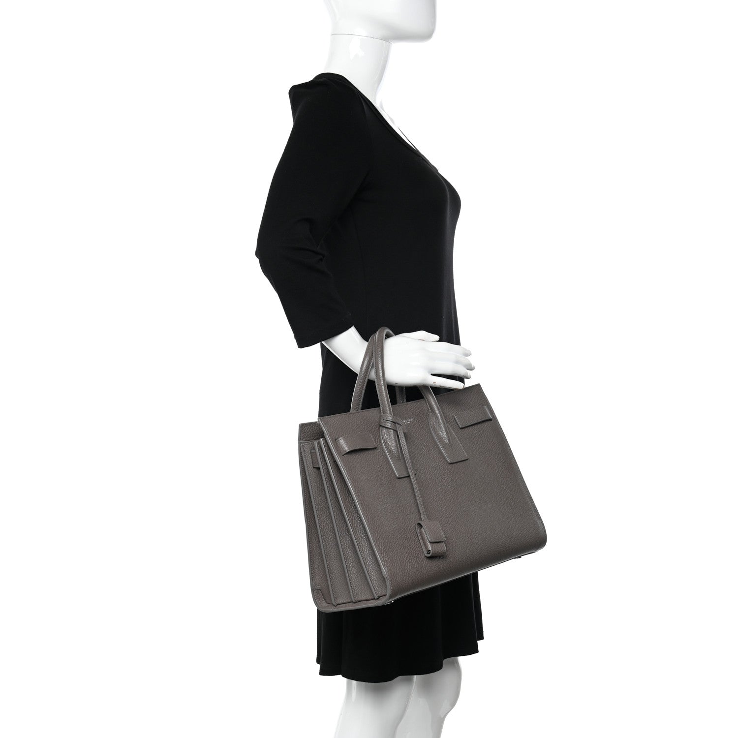 Saint Laurent Grained Calfskin Small Sac De Jour Fog 2 of 14