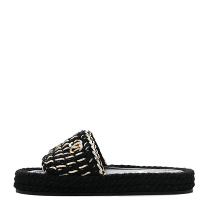 Chanel Braided Knit CC Mules 36 Black Gold 1 of 9