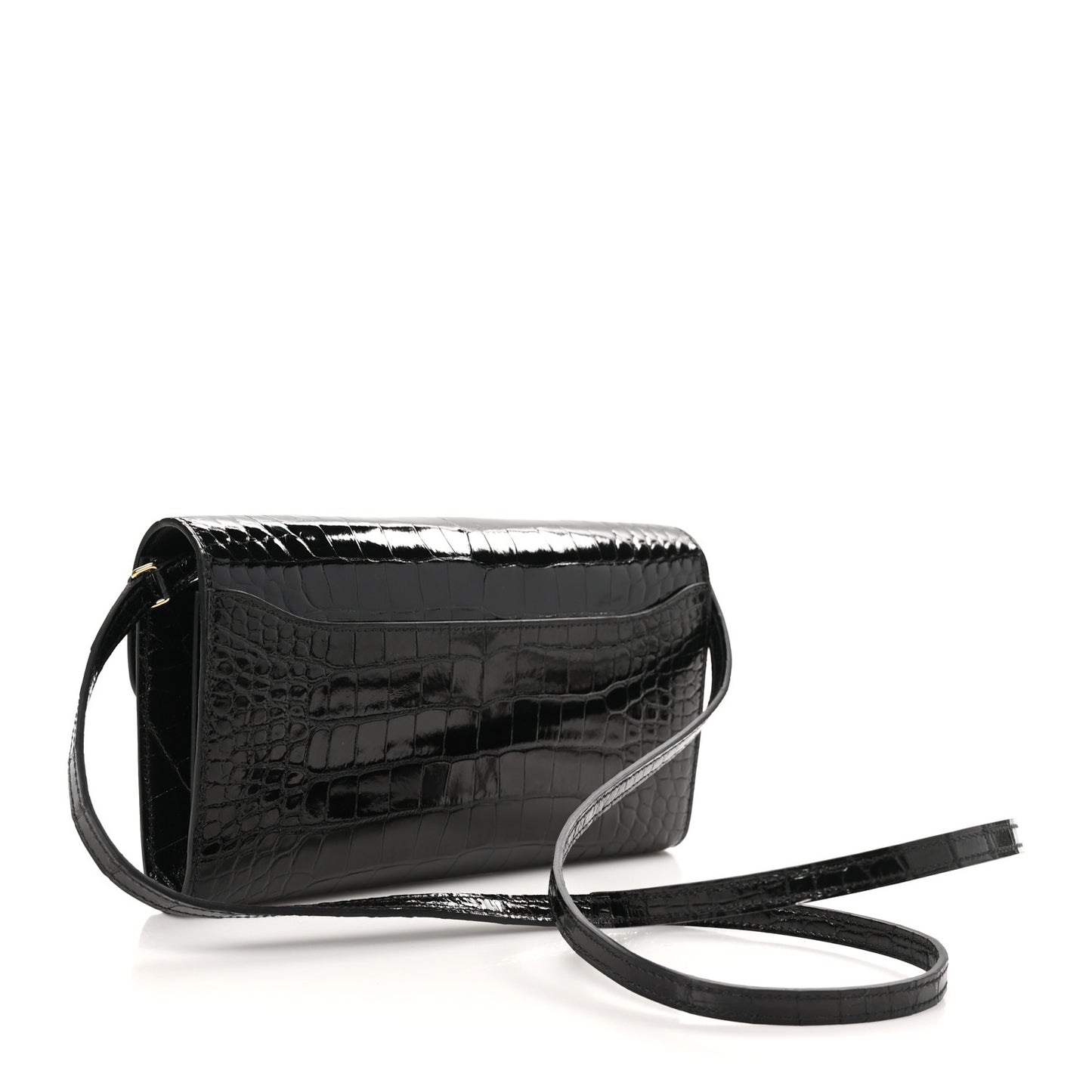 Shiny Alligator Constance Long Wallet To Go Black